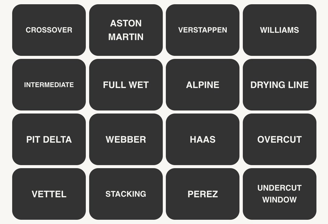 Top 10 F1 Tyres Sports Connections Games